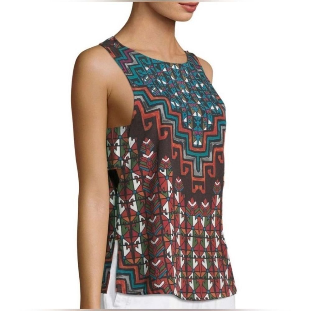 Mara Hoffman Geometric Cut Out Woven Tank Split‎ Hem size XS